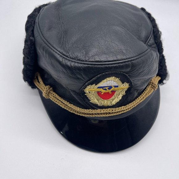 Unbranded Accessories - Vintage Captain Officer Motorcycle Newsboy Cap Hat Leather Black
